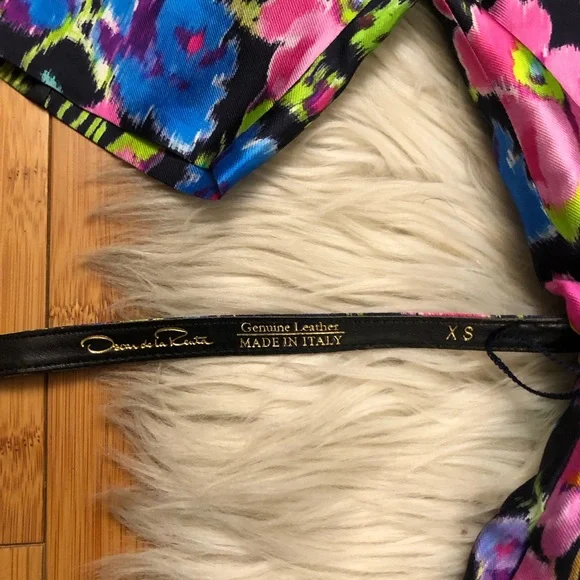 Oscar de la Renta Taffeta Fit & Flare Multicolor Floral Silk Blend Midi Dress 0 - Picture 9 of 16